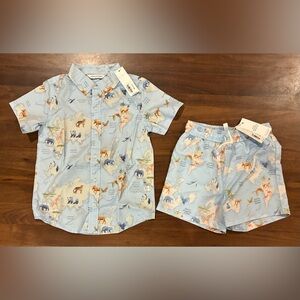 NWT- Janie and Jack Light Blue Animal Print Swim Set